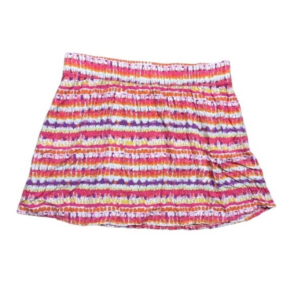 Old Navy‎ Women's XL Pink Orange Tie Dye Striped Rayon Mini Skirt Elastic Waist